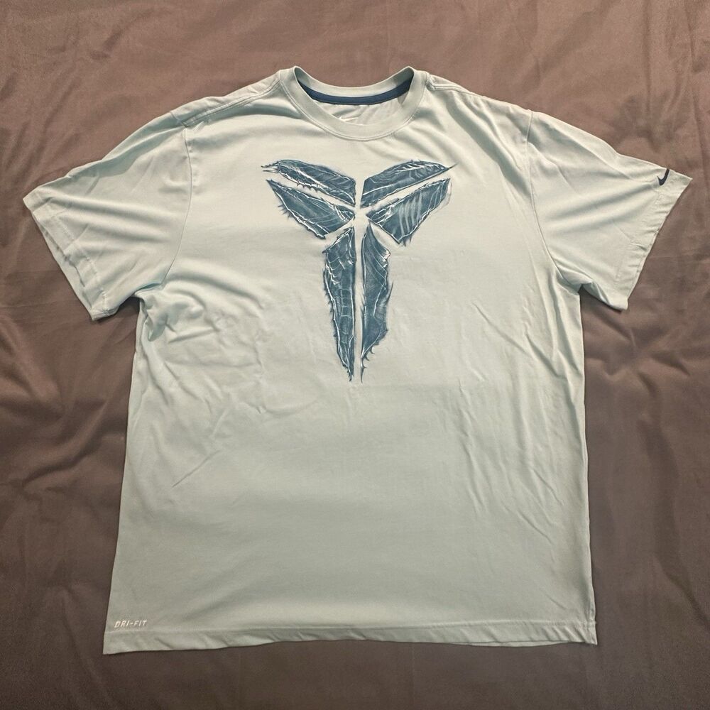 Nike Kobe Bryant Shirt Mens 2XL Sheath Logo Snake Mamba Dri-Fit Light Blue